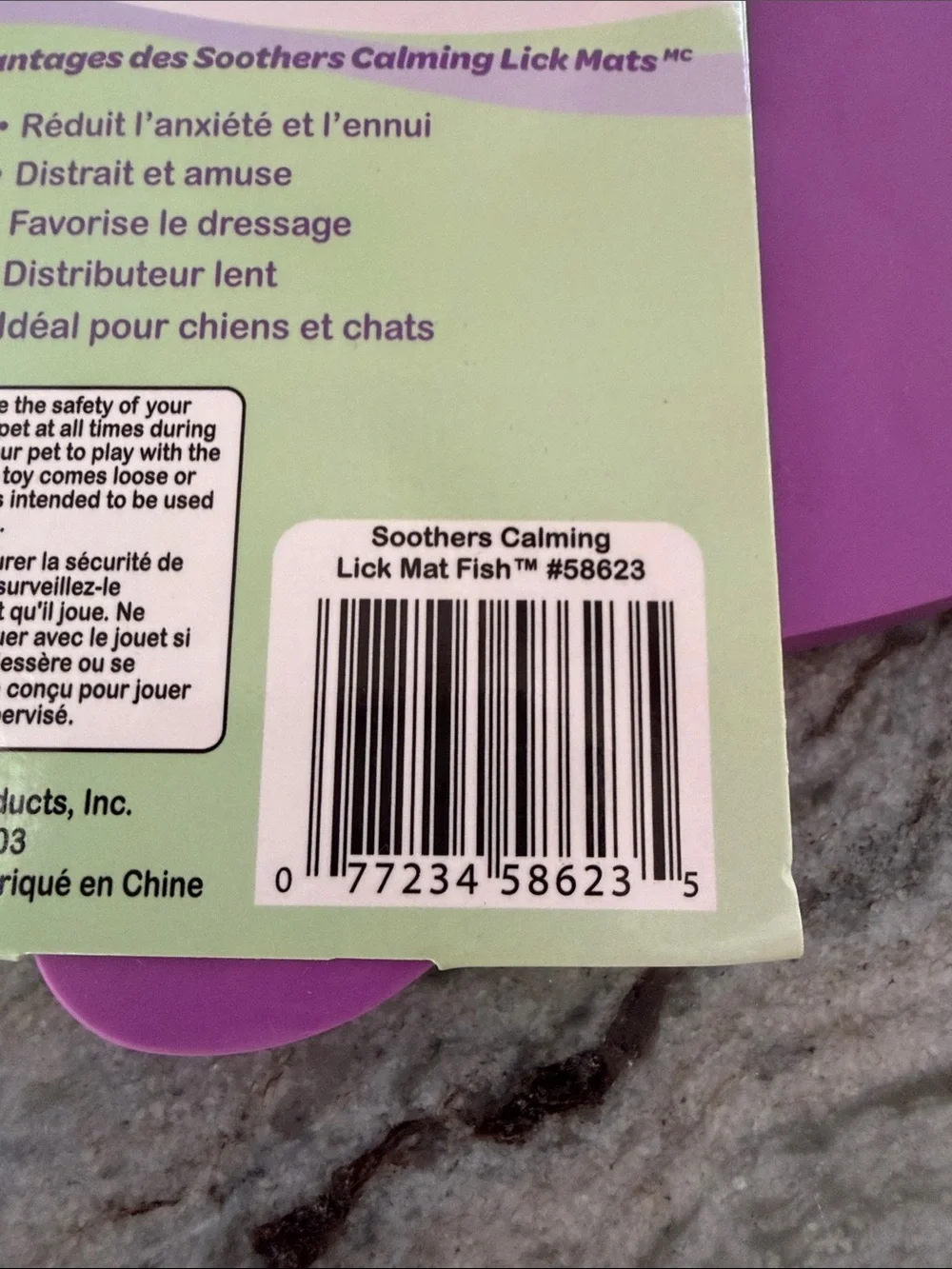 Soothers Calming Lick Mat for Cats & Dogs - Purple Fish Design